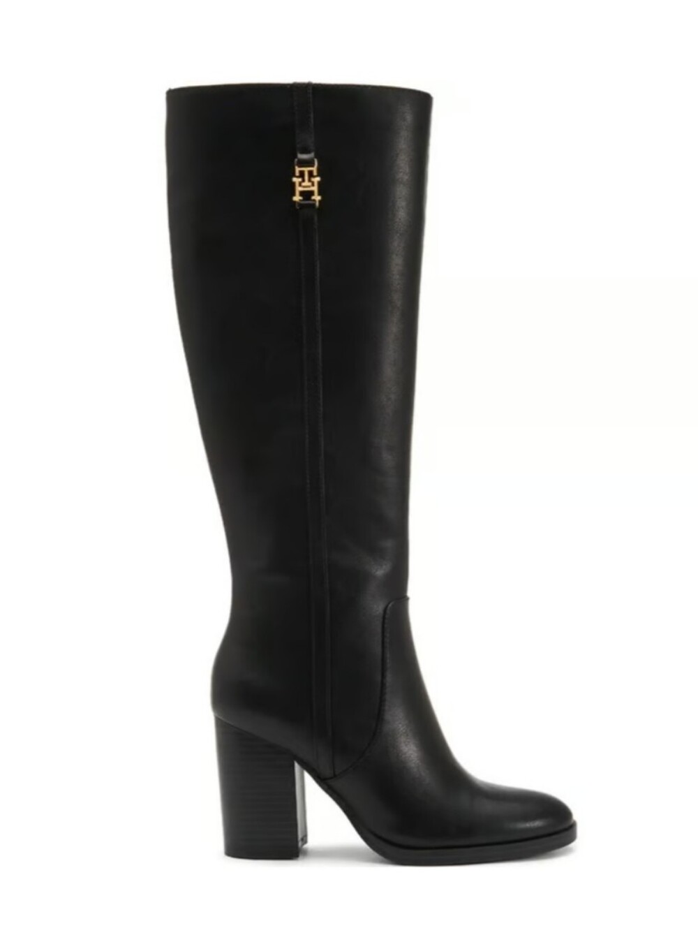 Tommy Hilfiger -NEW IN BOX- Black Leather Knee-High Block Heel Boots